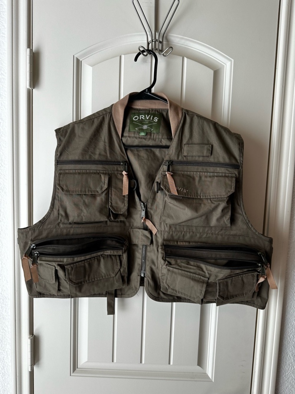 Orvis vtg Segram’s VO Men’s Fly Fishing Hunting Utility Vest green khaki size L